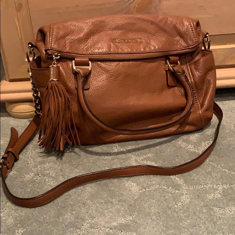 Camel Leather Michael Kors Crossbody Bag